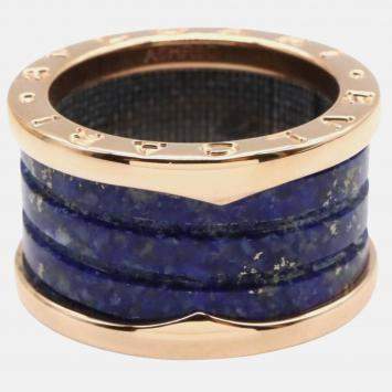 Pre Owned Bvlgari B.Zero1 18K Rose Gold and Lapis Lazuli Band Ring EU 50