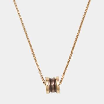 Pre Owned Bvlgari B.Zero1 Mini Fancy Cermet 18K Rose Gold Pendant Necklace