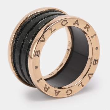 Pre Owned Bvlgari B.Zero1 18K Rose Gold and Ceramic Band Ring EU 53