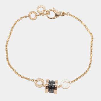 Pre Owned Bvlgari B.zero1 18K Rose Gold and Black Ceramic Bracelet