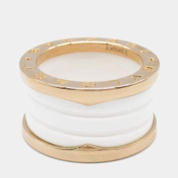 Pre Owned Bvlgari B.Zero1 18K Rose Gold and Ceramic Band Ring EU 51