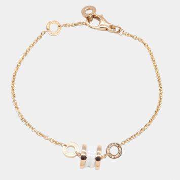 Pre Owned Bvlgari B.zero1 18K Rose Gold and Ceramic Chain Bracelet