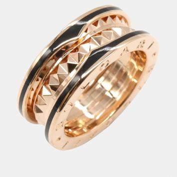 مملوكة مسبقًا Bvlgari B.zero1 18K Rose Gold and Ceramic Band Ring EU 53