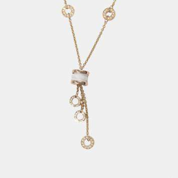 Pre Owned Bvlgari B.zero1 Diamond 18K Rose Gold and Ceramic Pendant Necklace