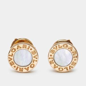Pre Owned Bvlgari Bvlgari Bvlgari Mother of Pearl 18k Rose Gold Earrings