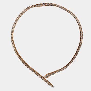 Pre Owned قلادة بلغاري سيربنتي فايبر ذهب وردي ألماس كامل بحجم كبير