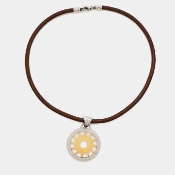 Pre Owned قلادة بلغاري توند سون ذهب أصفر عيار 18 و فولاذ مقاوم للصدأ مع حبل قلادة