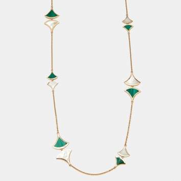 مملوكة مسبقًا Bvlgari Divas' Dream Malachite Mother Pearl 18k Rose Gold Necklace
