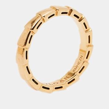 Pre Owned Bvlgari Serpenti Viper 18K Rose Gold Band Ring Size 56