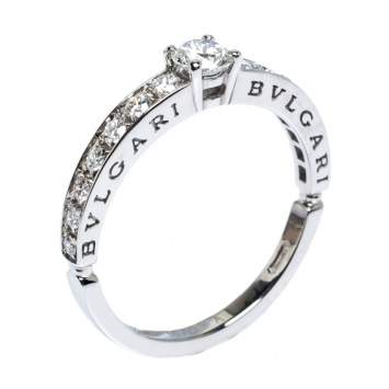 Pre Owned Bvlgari 0.30ct Diamond Solitaire Platinum Ring Size 56