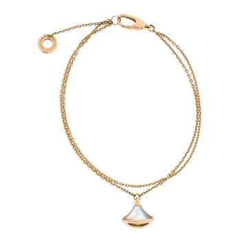 Pre Owned Bvlgari Divas' Dream Mother of Pearl 18K Rose Gold Chain Bracelet SM