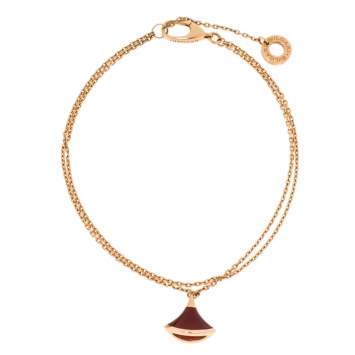 Pre Owned Bvlgari Divas' Dream Carnelian 18K Rose Gold Charm Bracelet SM