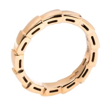 Pre Owned Bvlgari Serpenti Viper 18K Rose Gold Wedding Band Ring Size 50