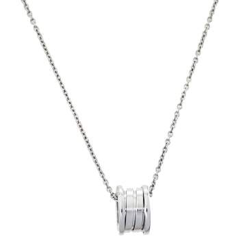 Pre Owned Bvlgari B.Zero1 18K White Gold Small Round Pendant Necklace
