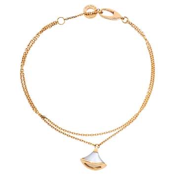 Pre Owned Bvlgari Divas' Dream Mother of Pearl 18K Rose Gold Charm Bracelet SM
