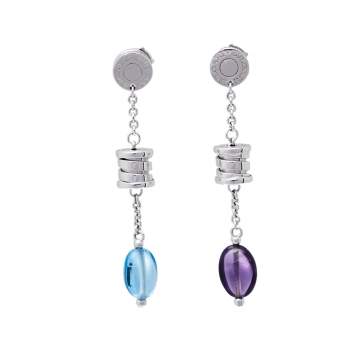 Pre Owned Bvlgari B.Zero1 Amethyst Topaz 18K White Gold Drop Earrings