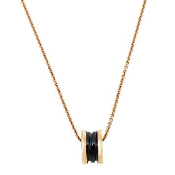 Pre Owned Bvlgari B.Zero1 Black Ceramic 18K Rose Gold Pendant Necklace