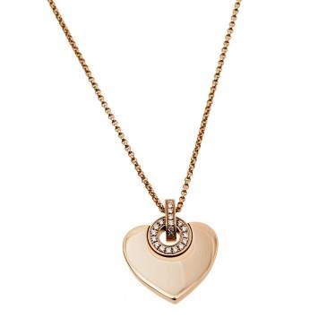 Pre Owned Bvlgari Cuore Diamond 18K Rose Gold Pendant Necklace