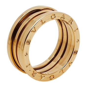 Pre Owned Bvlgari B.Zero1 18K Yellow Gold Three Band Ring Size 60