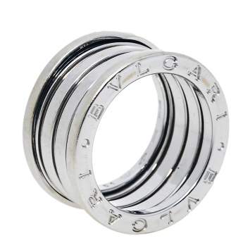 Pre Owned Bvlgari B.Zero1 18K White Gold Four Band Ring Size 51