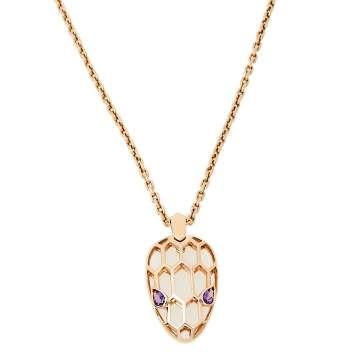 Pre Owned Bvlgari Serpenti Seduttori Amethyst 18K Rose Gold Pendant Necklace
