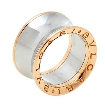 Pre Owned Bvlgari B.Zero1 Anish Kapoor 18K Rose Gold & Steel Band Ring Size 53