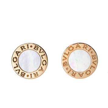 Pre Owned Bvlgari Bvlgari Mother of Pearl 18K Rose Gold Stud Earrings