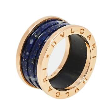 Pre Owned Bvlgari B.Zero1 Lapis Lazuli 18K Rose Gold Band Ring Size 57
