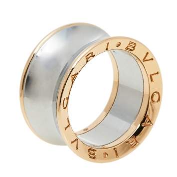 Pre Owned Bvlgari B.Zero1 Anish Kapoor 18K Rose Gold & Steel Band Ring Size 55