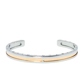 Pre Owned Bvlgari B.Zero1 18K Rose Gold and Steel Cuff Bracelet S