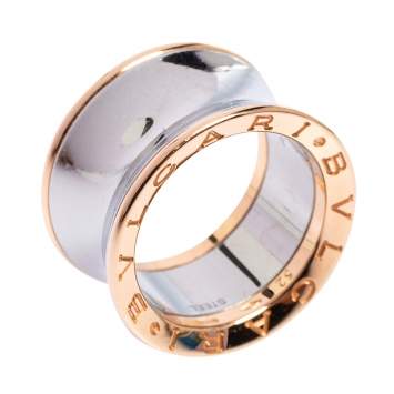 مملوكة مسبقًا Bvlgari Anish Kapoor B.Zero1 18K Rose Gold & Steel Band Ring Size 52 