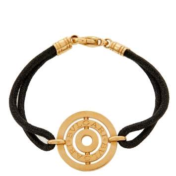 Pre Owned Bvlgari Astrale 18K Yellow Gold Black Cord Bracelet