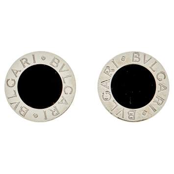 Pre Owned Bvlgari Bvlgari Onyx 18k White Gold Stud Earrings