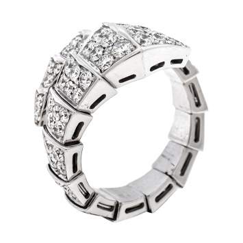 Pre Owned Bvlgari Serpenti Viper Diamond 18K White Gold Ring M