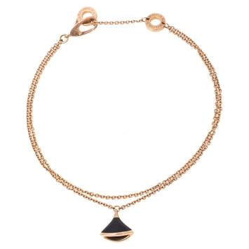 Pre Owned Bvlgari Divas' Dream Onyx 18K Rose Gold Bracelet SM