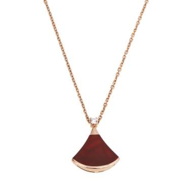 Pre Owned Bvlgari Divas' Dream Carnelian Diamond 18K Rose Gold Necklace