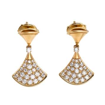 Pre Owned Bvlgari Divas' Dream Diamond 18k Yellow Gold Earrings