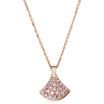 Pre Owned Bvlgari Divas' Dream Sapphire Diamond 18K Rose Gold Pendant Necklace