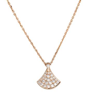 Pre Owned Bvlgari Divas' Dream Diamond 18K Rose Gold Pendant Necklace