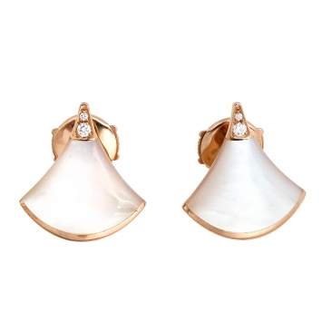 Pre Owned Bvlgari Divas' Dream Mother of Pearl Diamond 18K Rose Gold Earrings