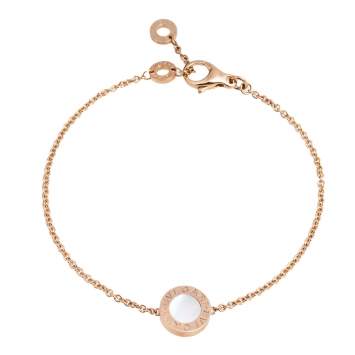 Pre Owned Bvlgari Bvlgari Mother of Pearl Carnelian 18K Rose Gold Bracelet M/L