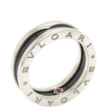 Pre Owned BVLGARI B-zero1 Save the Children Sterling Silver Ceramic Ring EU 55
