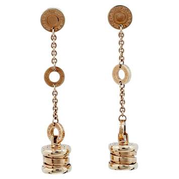 Pre Owned Bvlgari B.Zero1 18K Rose Gold Dangle Earrings