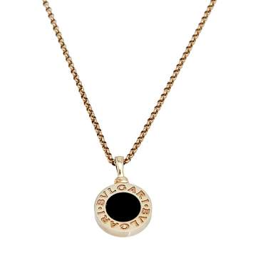 Pre Owned Bvlgari Bvlgari Onyx 18K Yellow Gold Pendant Necklace