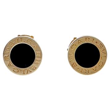 Pre Owned Bvlgari Bvlgari Onyx 18K Yellow Gold Stud Earrings