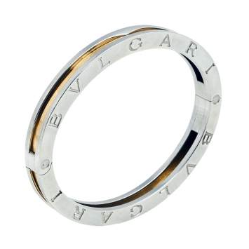 Pre Owned Bvlgari B.Zero1 18k Yellow Gold and Stainless Steel Bangle Bracelet