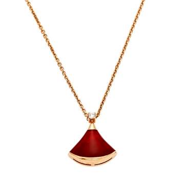 Pre Owned Bvlgari Divas' Dream Carnelian Diamond 18K Rose Gold Necklace