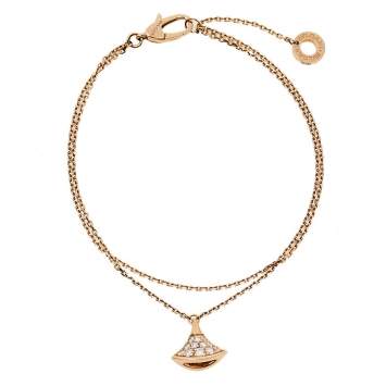 Pre Owned Bvlgari Divas' Dream Diamond 18k Rose Gold Charm Bracelet SM