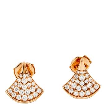 Pre Owned Bvlgari Divas' Dream Pave Diamonds 18k Rose Gold Stud Earrings