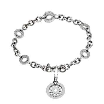 Pre Owned Bvlgari Sun Charm 18k White Gold Bracelet